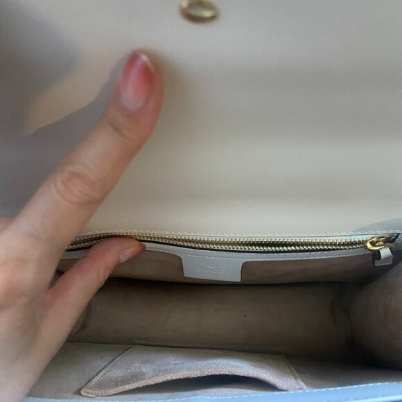 Authentic Gucci Sylvie Small Shoulder Bag Leather Red White Blue Stripe - Picture 6 of 6